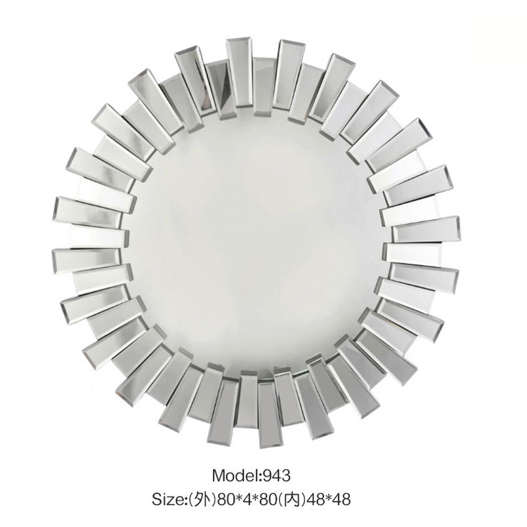 Starburst Silver Stylish Rectangular Modern Contemporary Living Room  Mosaics And Tiles Circular Wall Round Mirror