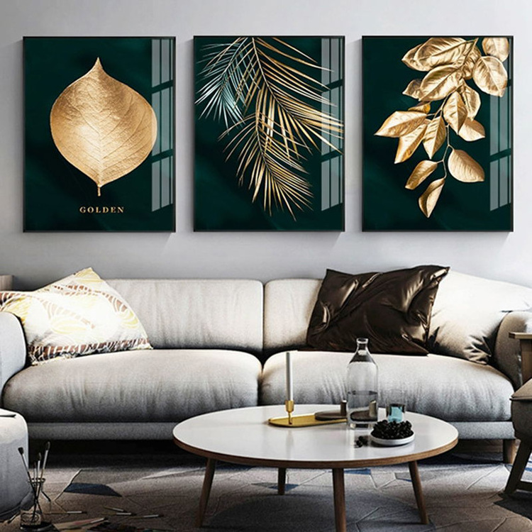 Wholesale Custom Golden Leaf Art Abstract Decorative Wall Painting For Home Decor Hotel