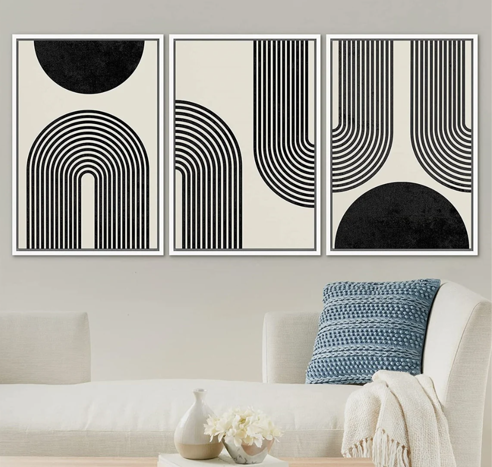 Factory Wholesale 3 Piece Framed Canvas Wall Art Abstract Geometric Print Modern Home Artwork Neutral Boho Decor For Living Room