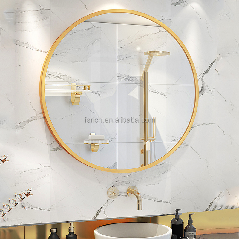 Custom Modern 4Mm Decorative Metal Gold Framed Round Wall Hair Salon Mirror