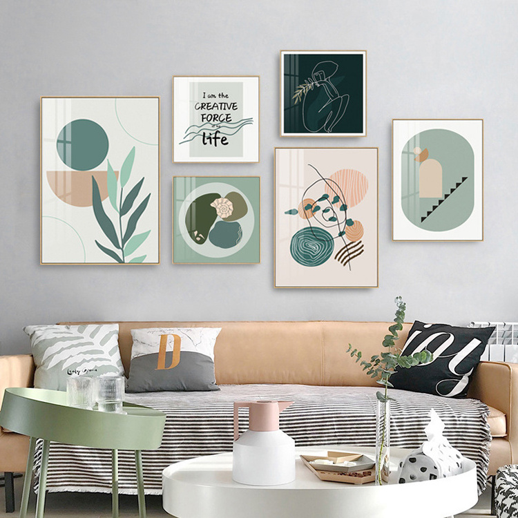 Morandi Color Block Wall Art Canvas Painting Green Style Plant Nordic Posters And Prints Picture Modern Home Decor