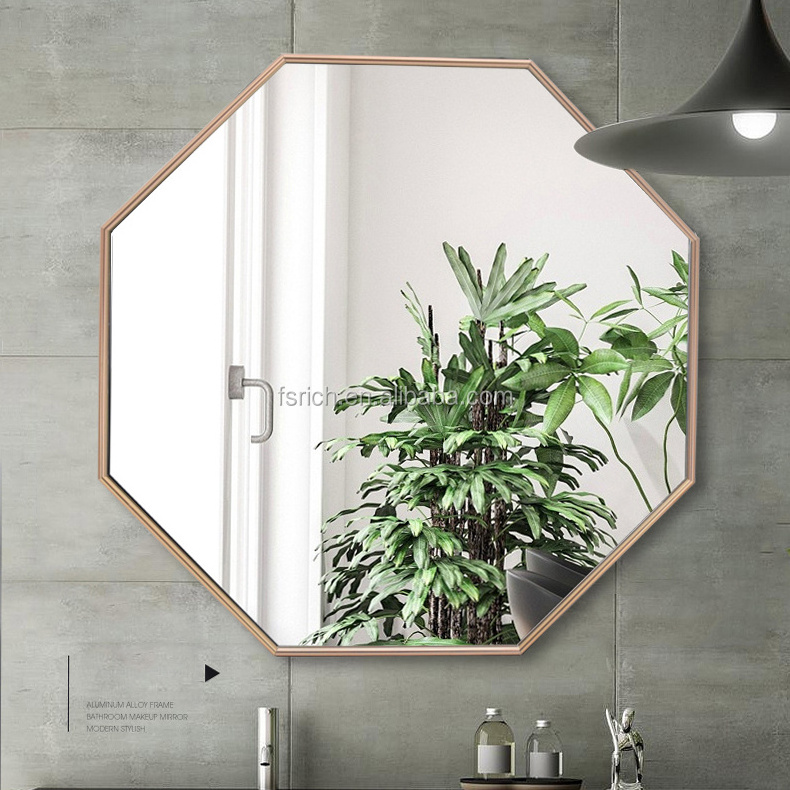 New Design Modern Wall Hanging Black Aluminium Alloy Hexagonal Shaped Mirror for Home Decor