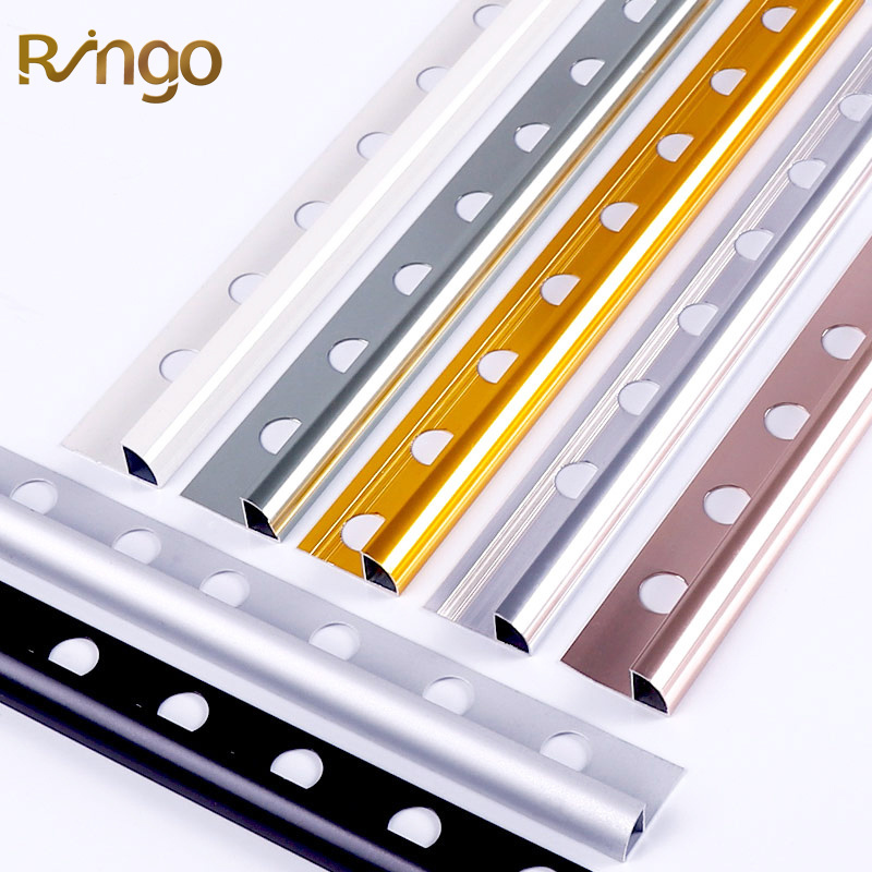 Foshan Ringo Profile Black Edging Bendable Gold Decorative Metal Aluminum Round Shape Gold Round Flexible Edge Ceramic Tile Trim