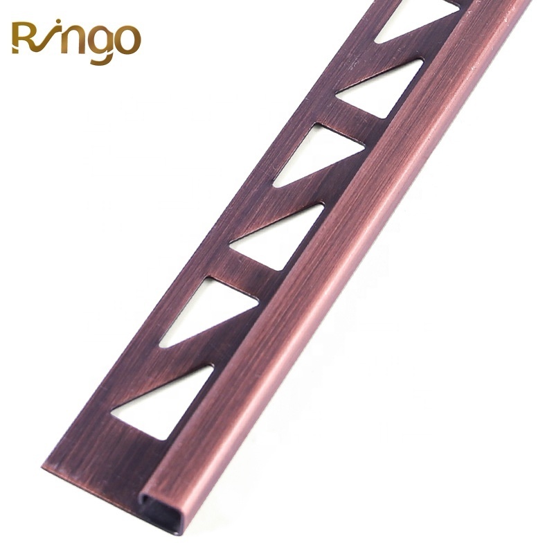 Foshan Ringo Cheap Red Copper Decorative Metal Wall Profile  Metal 304 316 Stainless Steel Round Edge Tile Trim Corners