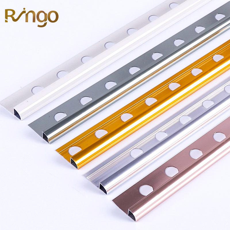 Foshan Ringo Profile Black Edging Bendable Gold Decorative Metal Aluminum Round Shape Gold Round Flexible Edge Ceramic Tile Trim