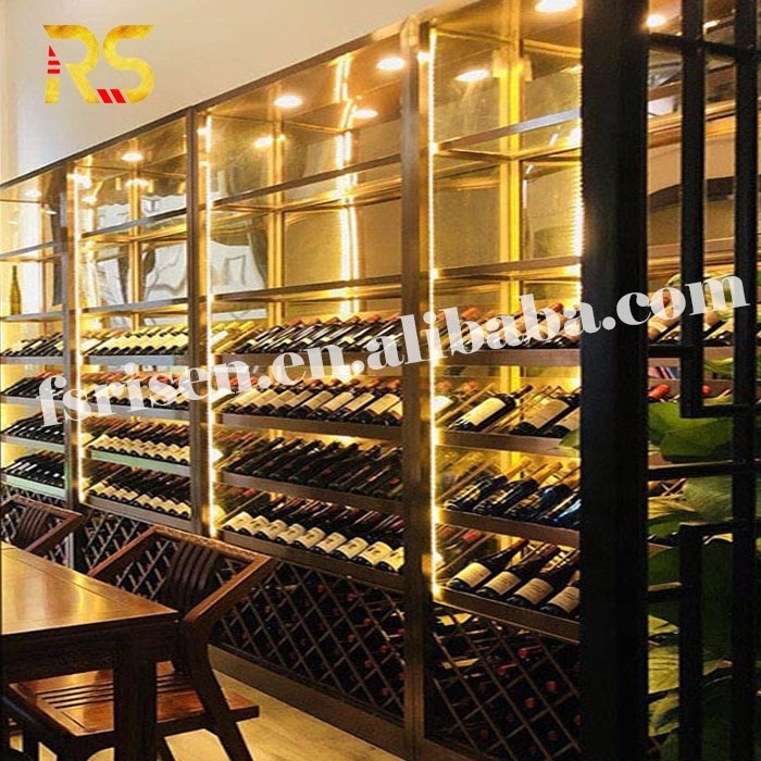 Foshan stainless steel wine cabinet display moden luxury wine cabinet bar living room furniture