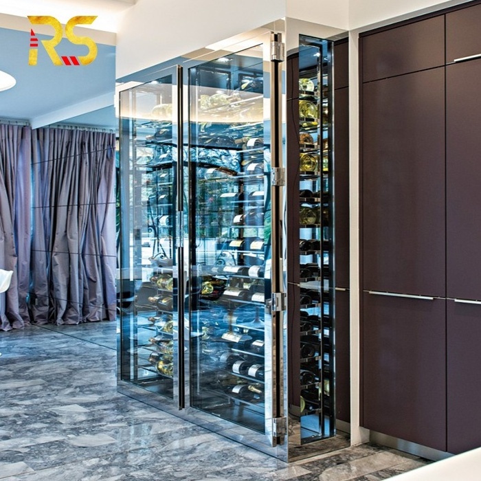 Guangdong decor cabinet custom stainless steel wine cabinet modern luxury bar cabinets wine storage for restaurant