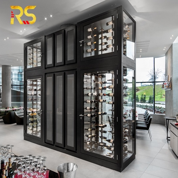 Guangdong decor cabinet custom stainless steel wine cabinet modern luxury bar cabinets wine storage for restaurant