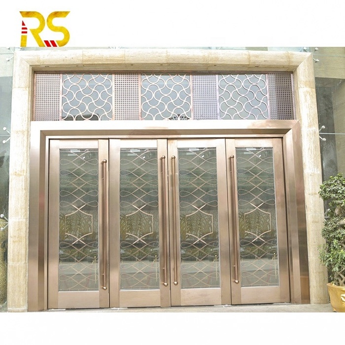 Foshan high quality modern front gold entry doors decorative main door design Villa Hotel Mall Exterior Decorative Design