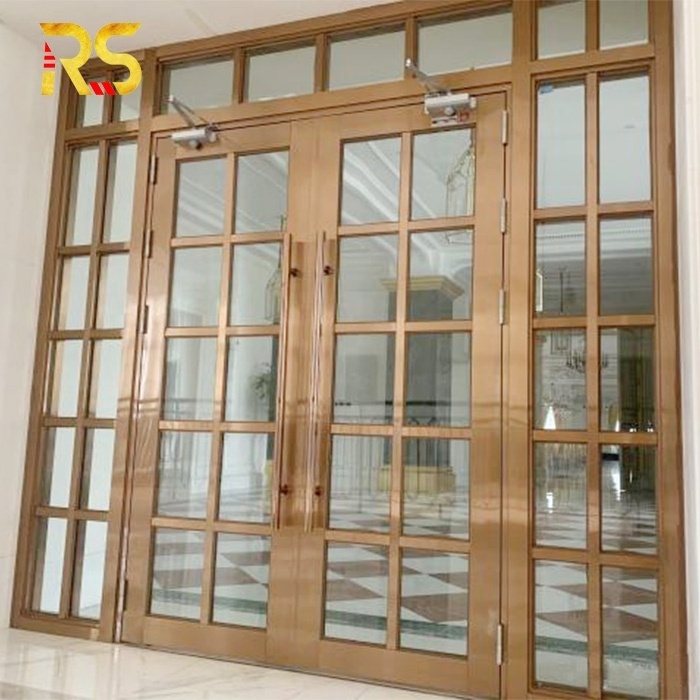 Foshan high quality modern front gold entry doors decorative main door design Villa Hotel Mall Exterior Decorative Design