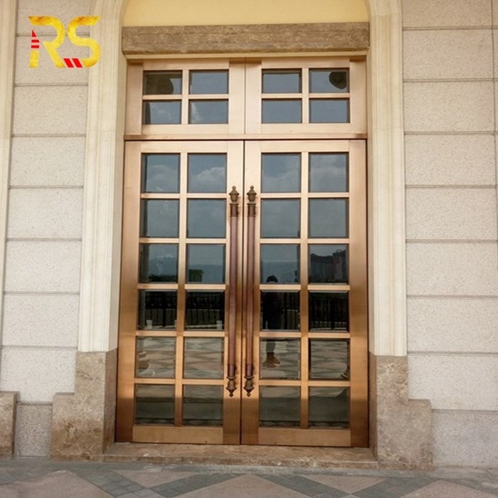 Foshan high quality modern front gold entry doors decorative main door design Villa Hotel Mall Exterior Decorative Design