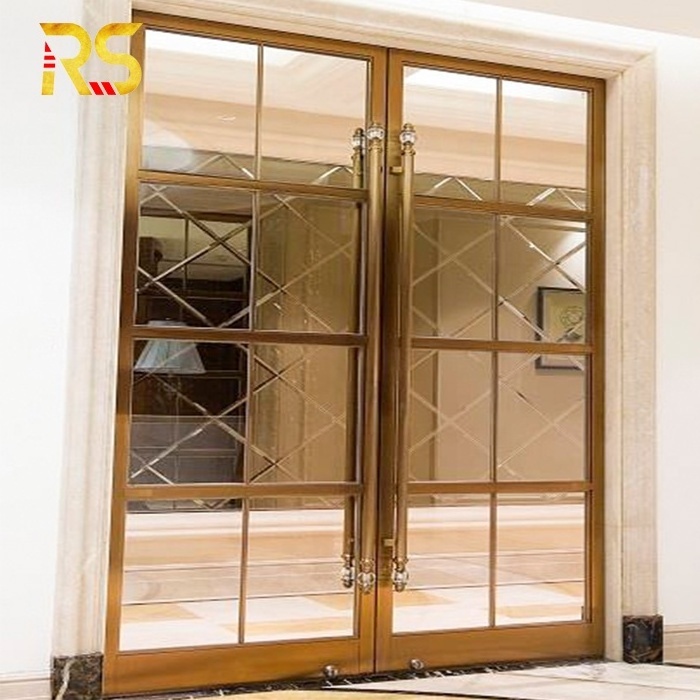 Foshan high quality modern front gold entry doors decorative main door design Villa Hotel Mall Exterior Decorative Design