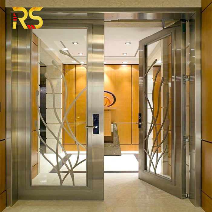 Guangdong doors and windows shop front door designs steel glass door