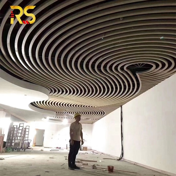 Hotel baffle ceiling aluminum strip ceiling white u shape suspended ceiling