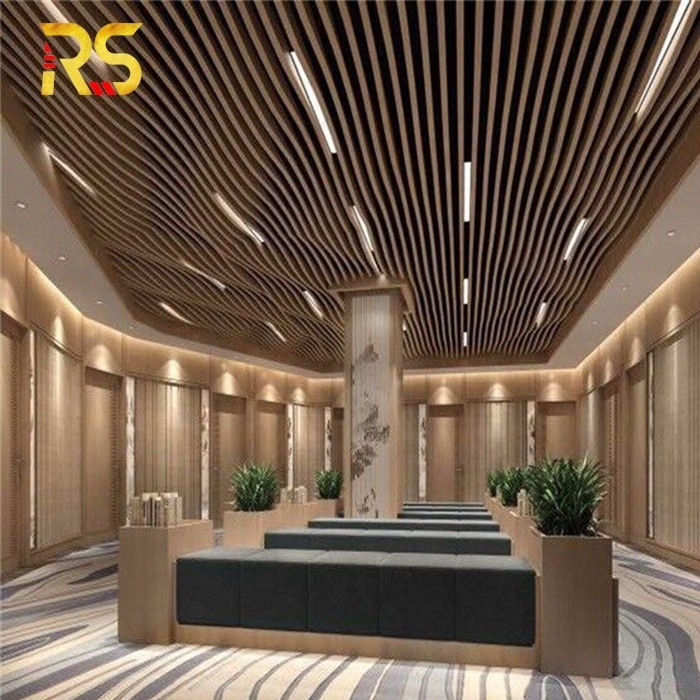 Decorative floor to ceiling suspended ceiling boards ceiling wood panel aluminium beam