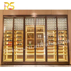 Foshan modern rose gold stainless steel red wine display cabinet bar living room furniture