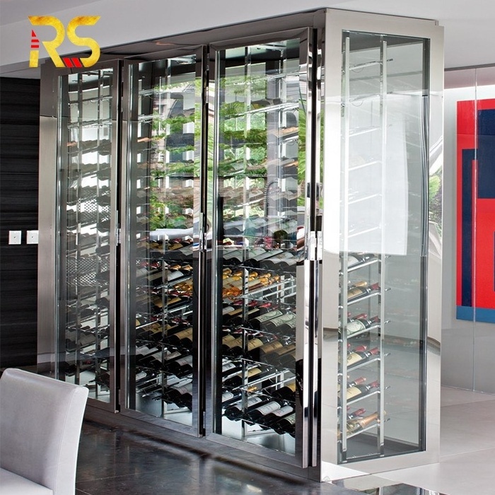 hotel modern stainless steel wine cooler restaurant whiskey wine rack display living room wine bar cabinet for home