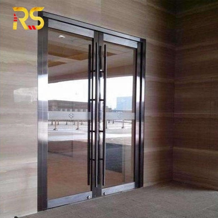 apartment entrance door  stainless steel frame glass  front door for office