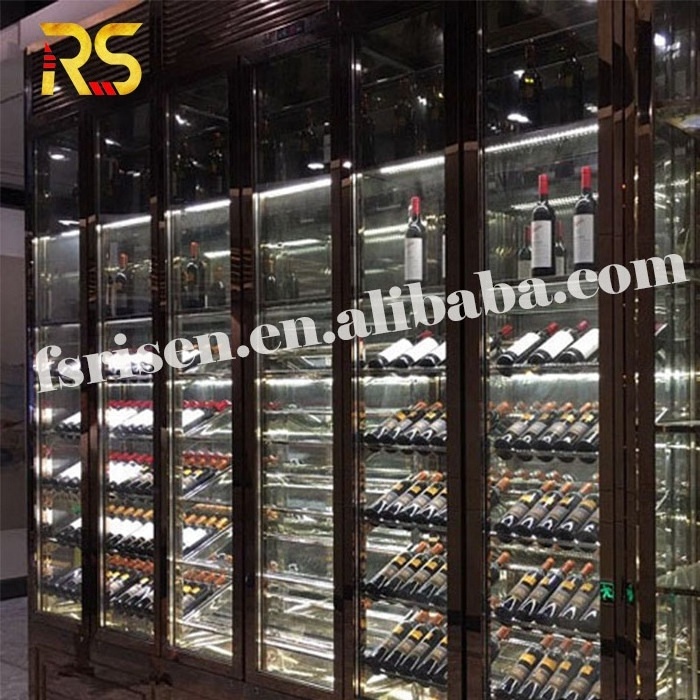 Foshan stainless steel wine cabinet display moden luxury wine cabinet bar living room furniture