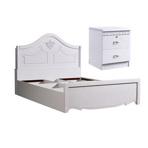 Hotel Project Bedroom Set Furniture Wooden White Double Bed