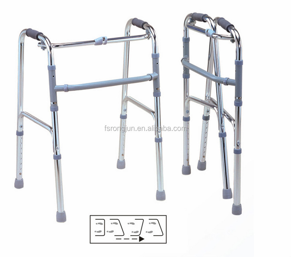 Disabled Medical Assist Walking 4-Leg Crutches Aluminum Walker Aids Folding Walker For Elderly People