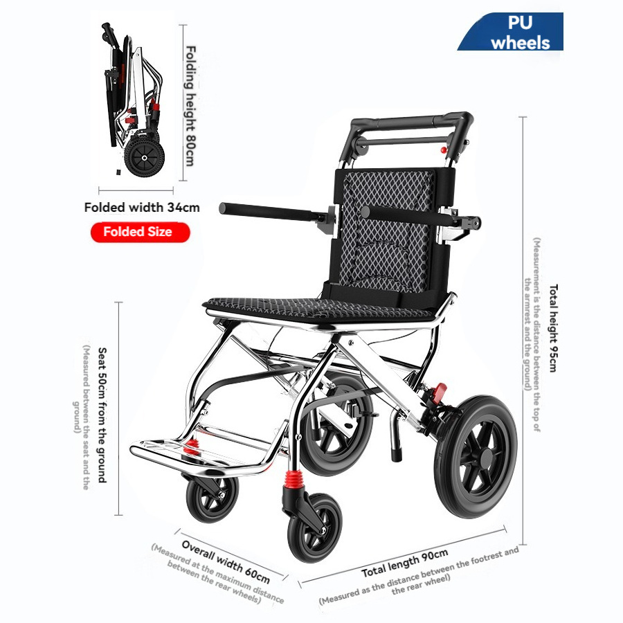 Lightweight Manual Wheelchair Elderly Sick Adult Wheelchair Stand Up Aluminum Airplane Wheelchairs