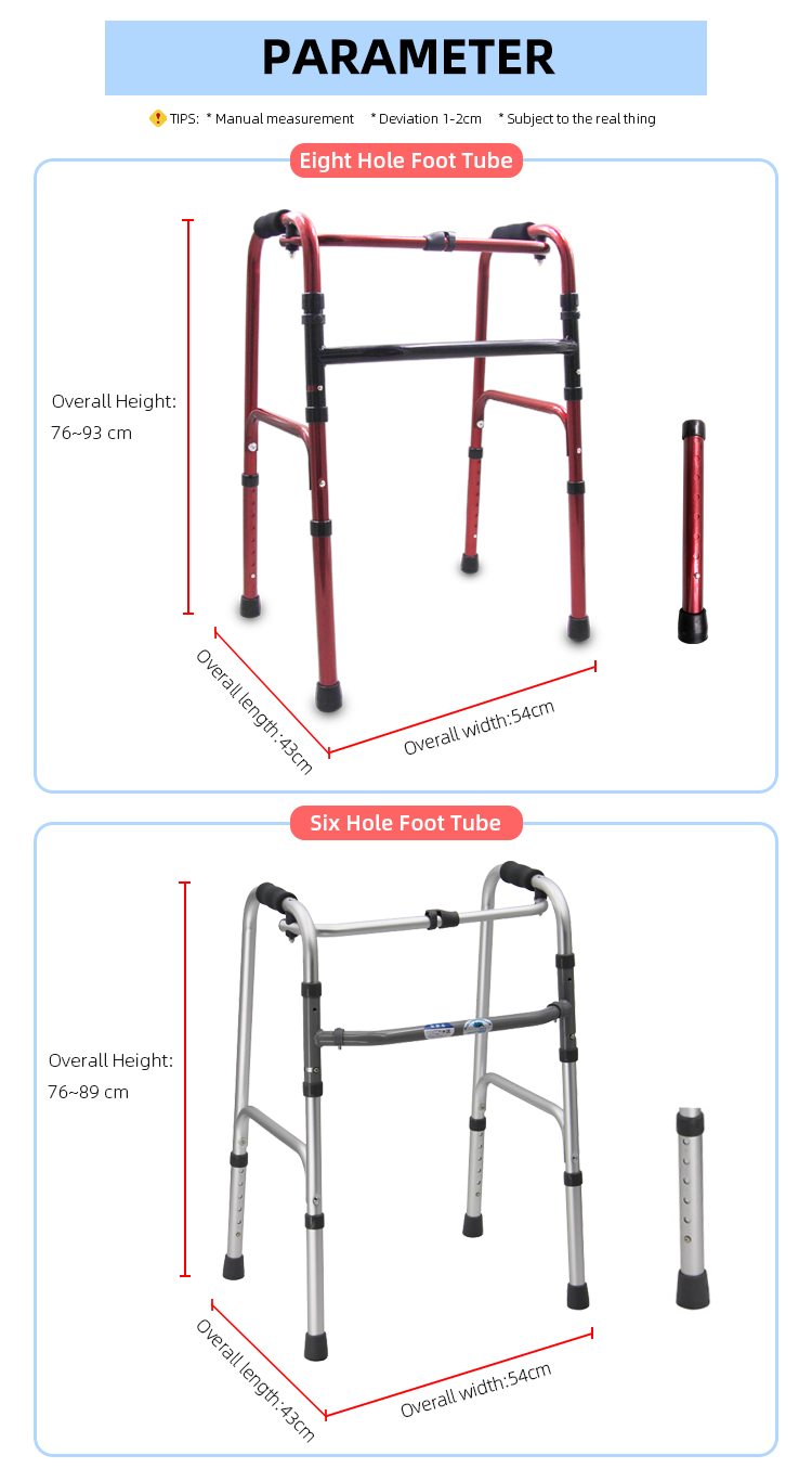 Aluminum Lightweight Walker Medical Supplies Folding Walker Disabled Old People Stair Climbing Walker For Elderly