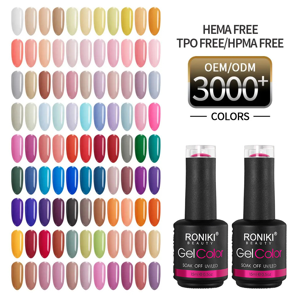 OEM TPO HEMA HPMA Free 3000 Colors Semi Permanent Soak Off UV LED Nail Varnish Nail Gel Polish