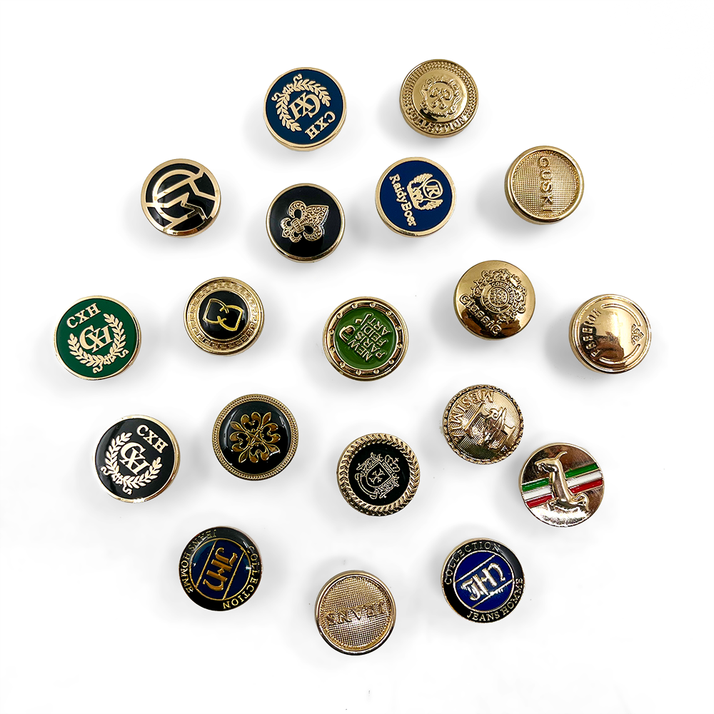 Wholesale Metal Gold Blazer Zinc Alloy Coat Embossed Shank Buttons Clothes Custom Uniform Shank Button