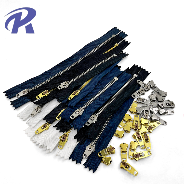 Custom Denim Zippers Tape #3#5 Closed End BRASS ZIP Semi-Lock Sliders Metal Zipper