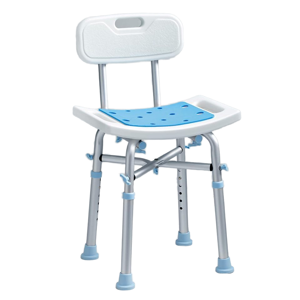 Heavy Duty 500lb Capacity Height Adjustable Anti-Slip Medical Tool Free Shower Chair Back EVA Padded Bathroom Safety Equipment