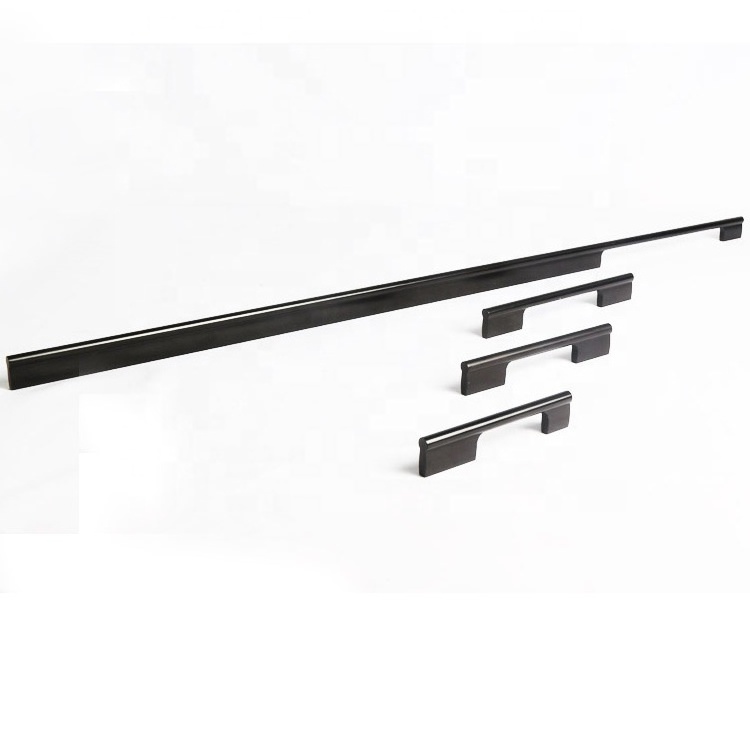 Long Wardrobe Drawer Pull Handles Matte Black Furniture Cabinet Handle Profile One Meter Aluminium Closet Handle