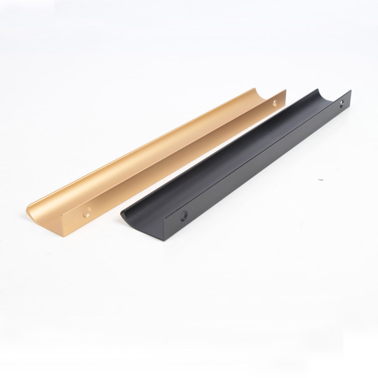 128mm Invisible Hidden Concealed Kitchen Cabinet Handle Black Gold Aluminum Profile Handle Wardrobe Long Handle for Furniture