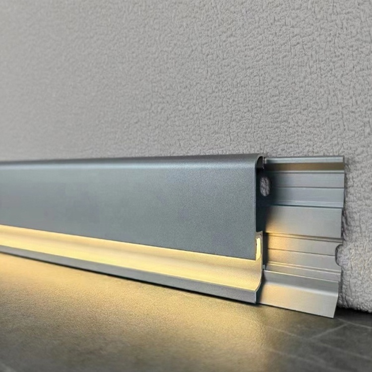 Factory Wholesale Floor Skirting Board LED Profile Strip Metal Skirting Line Aluminum Skirting Board with LED Light