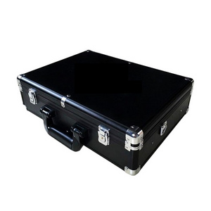 Professional Black PU Leather Aluminum Tool Briefcase