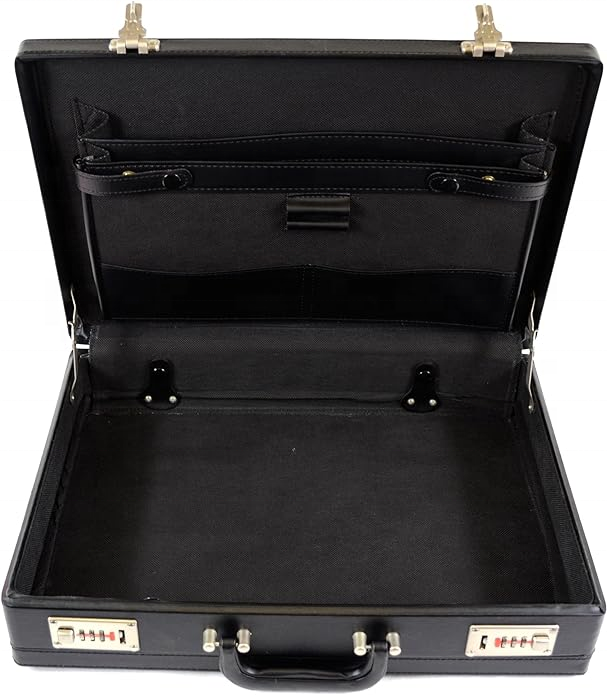 Mens Professional Leather Look Executive Black Briefcase with Combination Locks