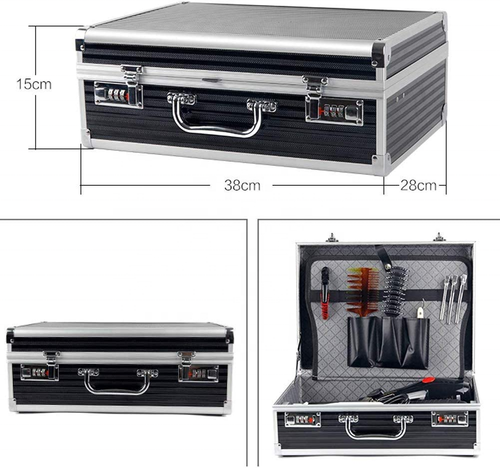 Portable Professional Aluminum Barber Toolbox, Suitcase Hairdressing Flight Case,Password Case