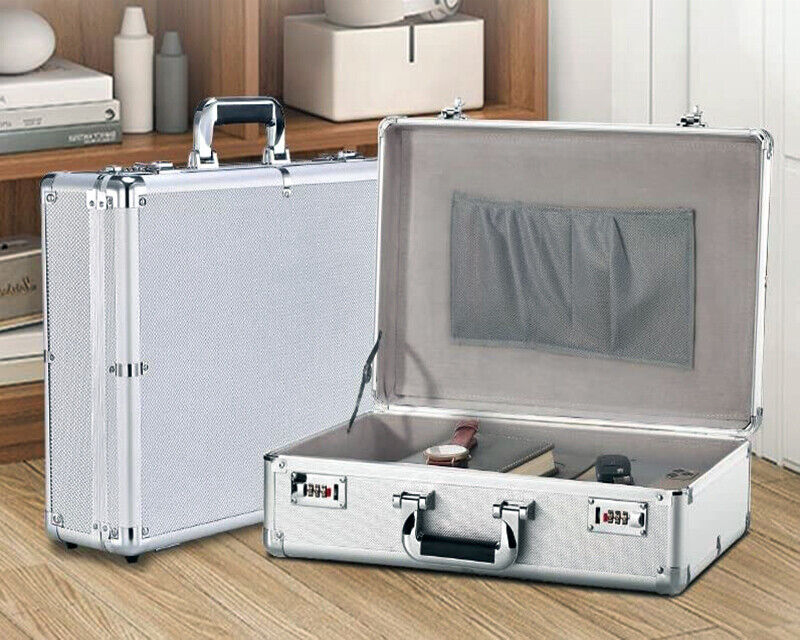 Large Aluminum Carrying Case Foam Briefcase Toolbox Travel Equipment Hard Case