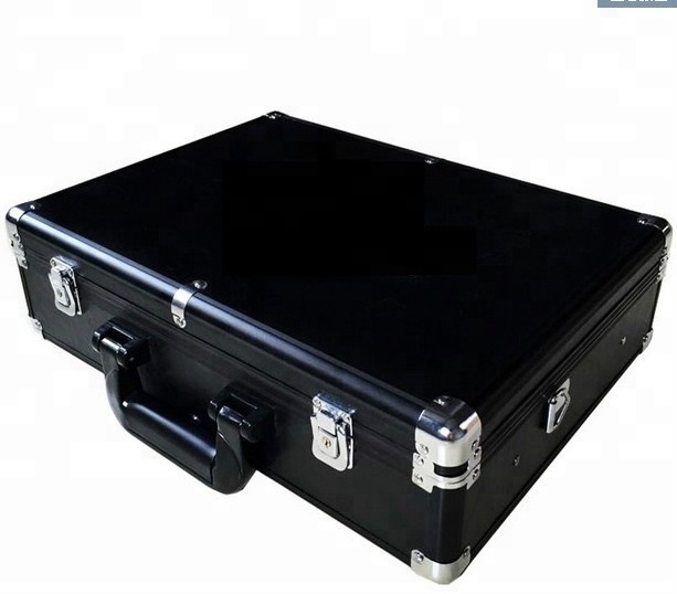 Professional Black PU Leather Aluminum Tool Briefcase