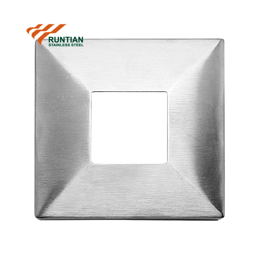 Square Stair 2 Inch Pipe Cover Balustrade 304 316 Stainless Steel Handrail Base Plate Cover Railing Post Base Covers