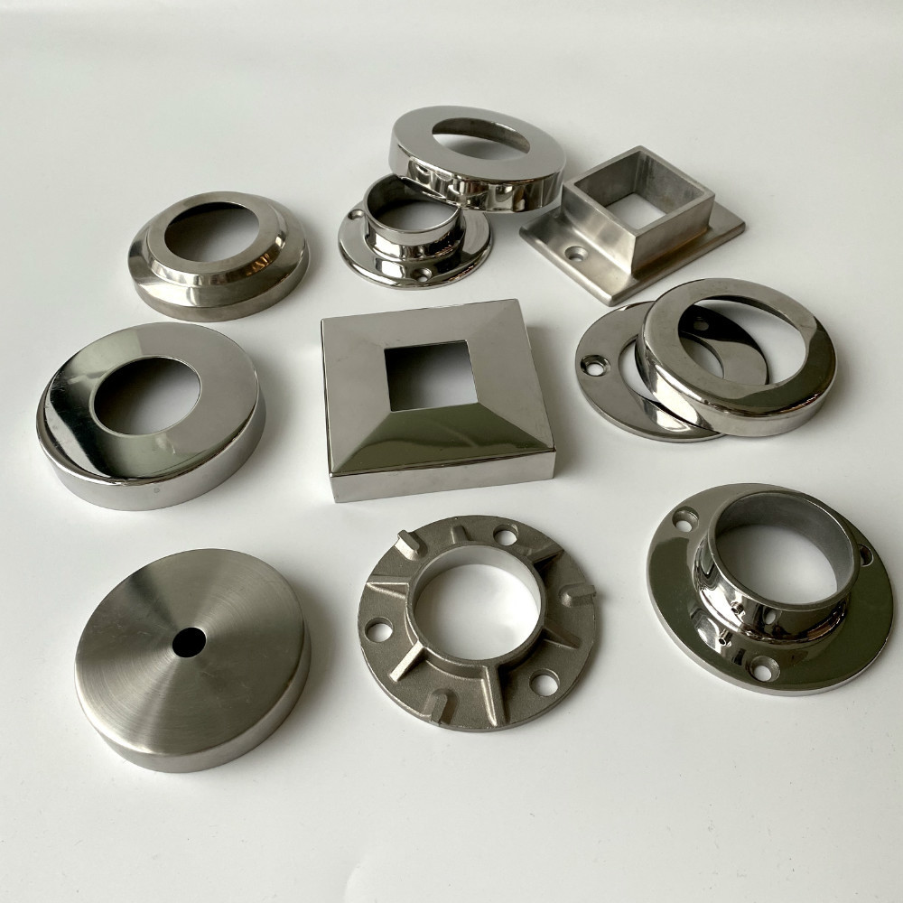 Square Stair 2 Inch Pipe Cover Balustrade 304 316 Stainless Steel Handrail Base Plate Cover Railing Post Base Covers