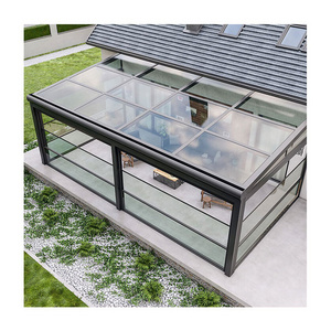 Manufacturer outdoor retractable garden sliding solarium tent solar glass panels roof sunrooms