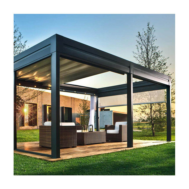 Modern bioclimatique electric louvre aluminium frame garden gazebo outdoor pergola sysyem kit