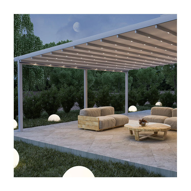 Foshan wholesale 3x4 Aluminium profile aluminio gazebo motor shade metal pergola with sliding glass door