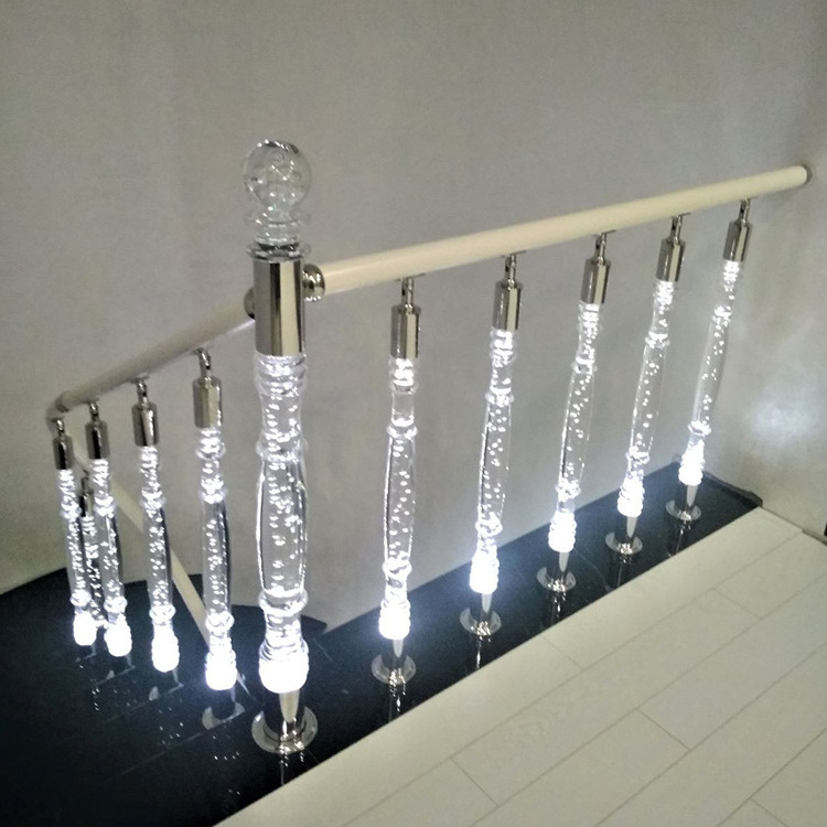 Roman balcony design stair railing crystal acrylic plexiglass stainless steel handrail balustrade