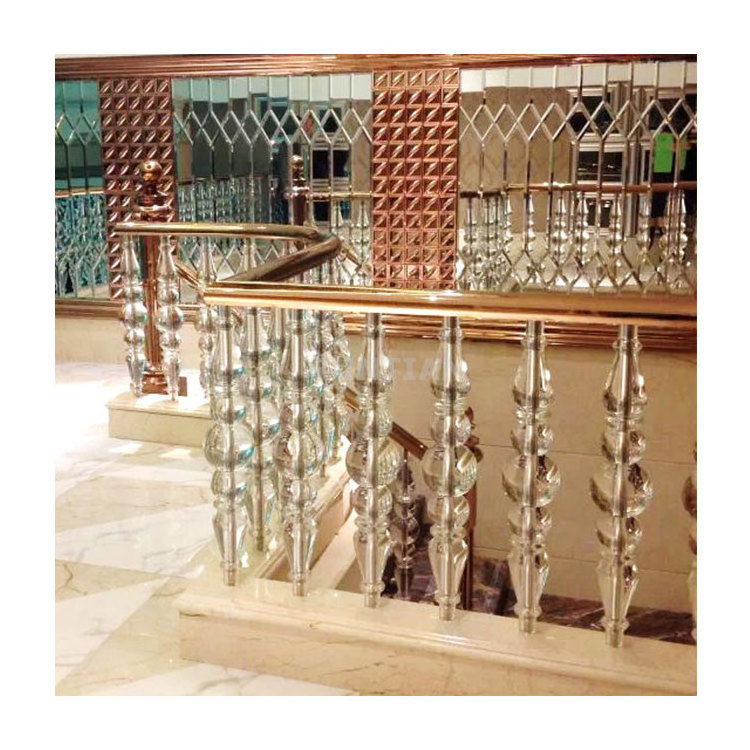 Indoor led transparency clear acrylic balustrade handrail crystal baluster stair railing kit