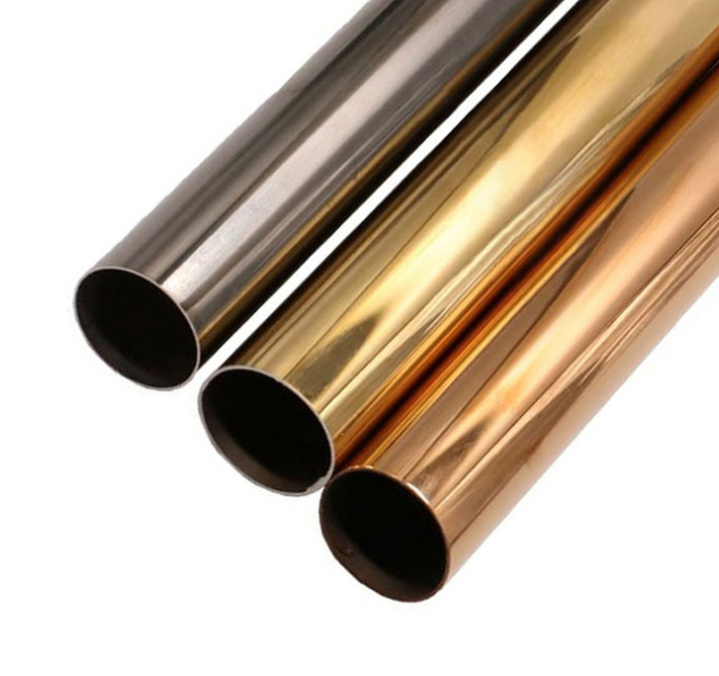 Inox 201 304 316 Golden Stainless Steel Pipe Gold Mirror Stainless Steel Round Tube From China Foshan Market