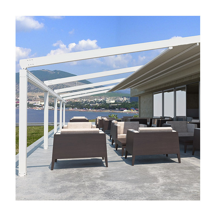 Foshan wholesale 3x4 Aluminium profile aluminio gazebo motor shade metal pergola with sliding glass door