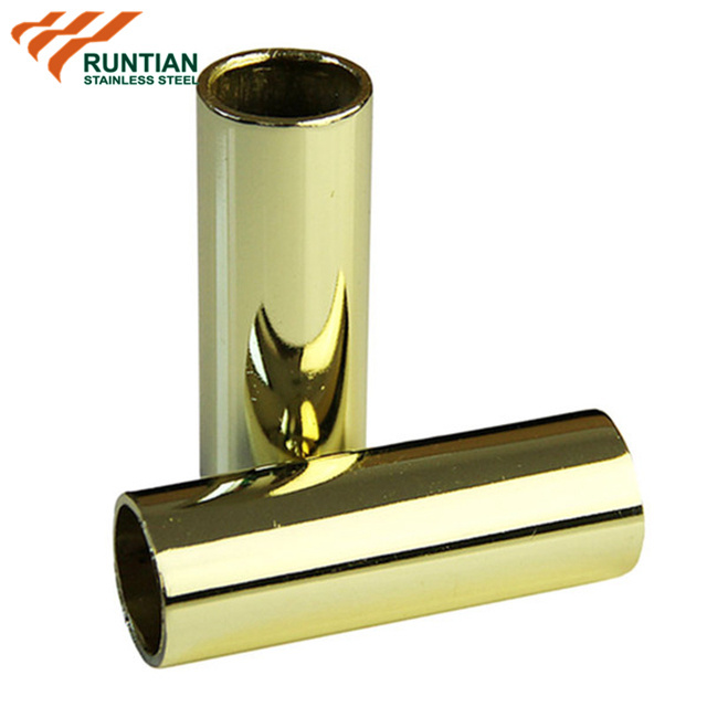 Inox 201 304 316 Golden Stainless Steel Pipe Gold Mirror Stainless Steel Round Tube From China Foshan Market