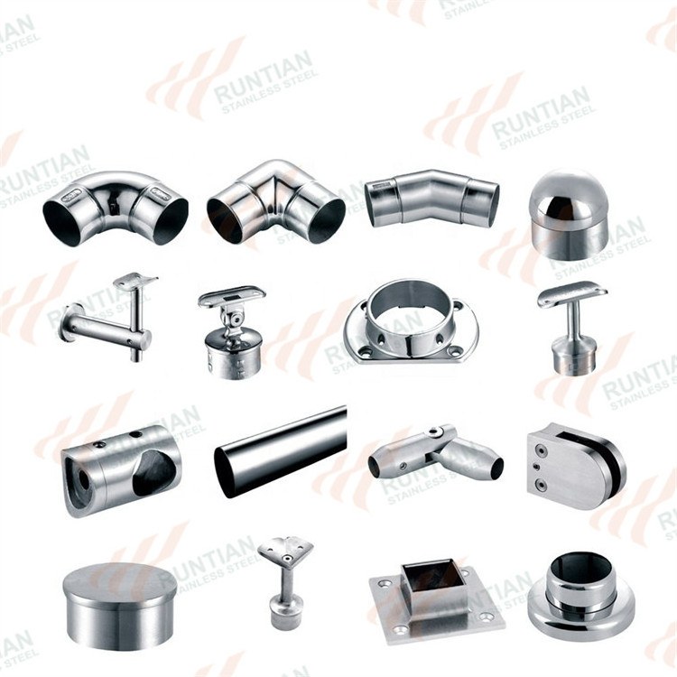 Aluminum stainless steel deck balustrade railing top mount handrail brackets pipe end caps for railing post